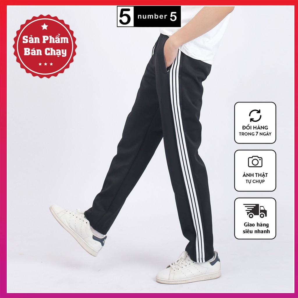 Quần Thể Thao Nam 3 Sọc Nỉ Dày Dặn NUMBER5 Quần Jogger 3 Lines Nam Thu Đông Co Giãn Ống Suông ,Ống Bo [Q3S]