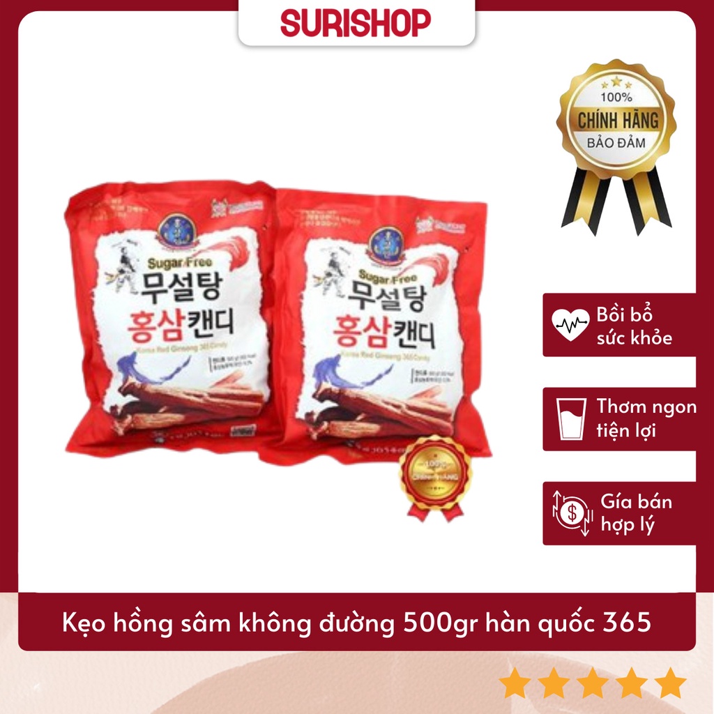 [Có Sỉ] Kẹo hồng sâm không đường 500gr hàn quốc 365