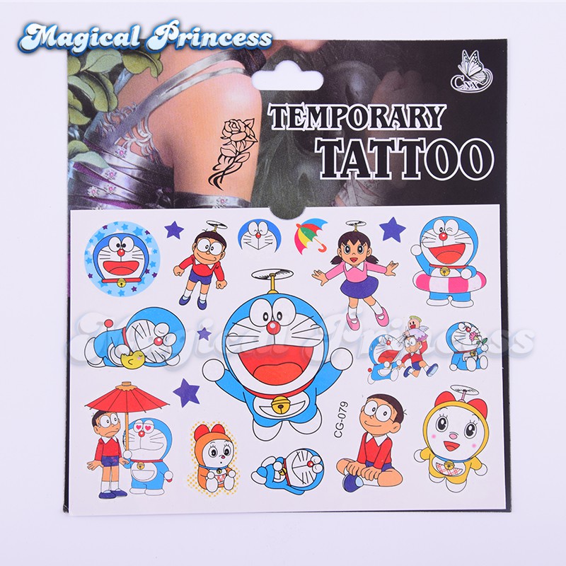 Miếng Dán Hình Xăm Tạm Thời Hình Doraemon Dễ Thương