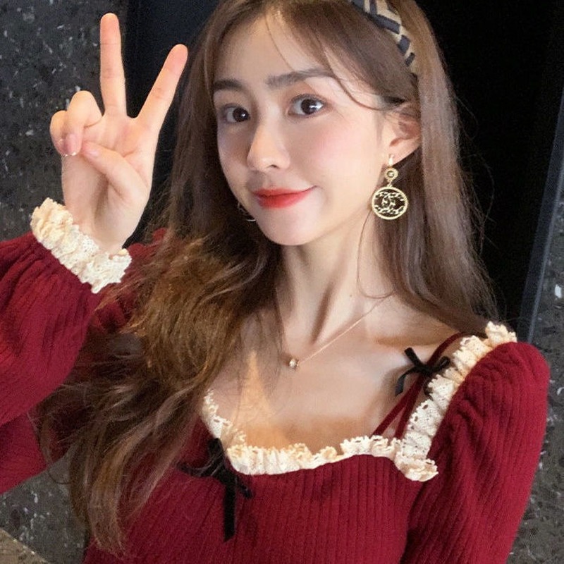 Đầm Ren Tay Dài Dáng Ôm Thời Trang Phương Tây Kiểu Hàn Quốc Cho Nữ đầm bầu váy nữ váy bé gái váy dài chân váy dài váy nữ chân váy dài