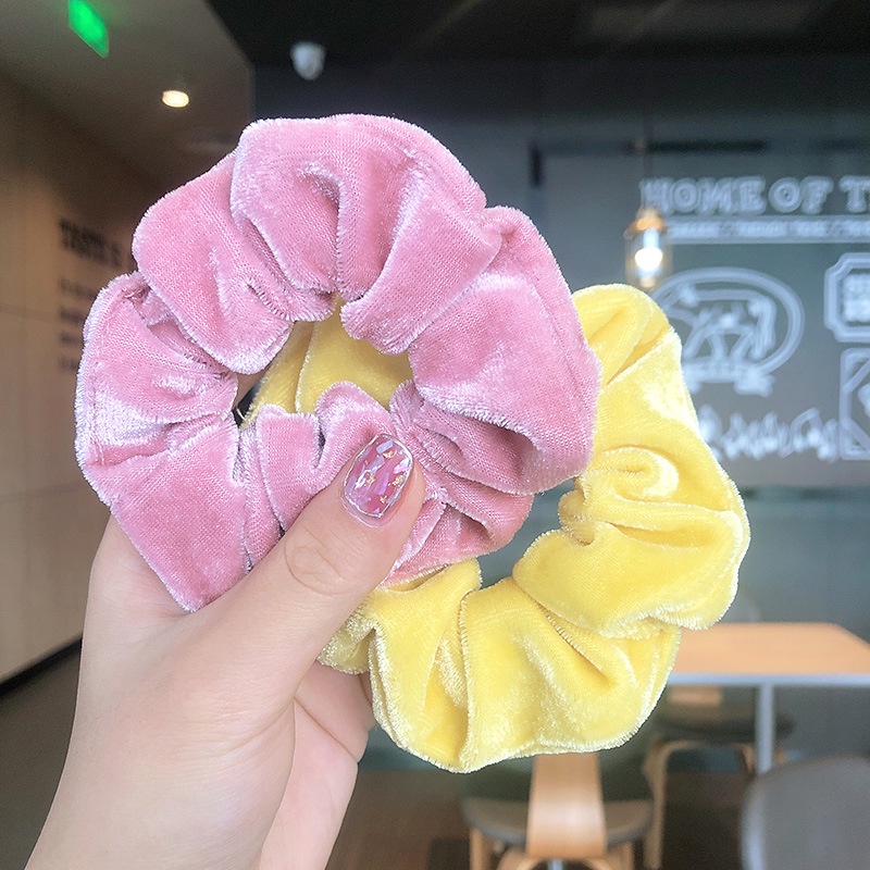 Nhẫn Vải Nhung Lông Cừu Màu Trơn Phong Cách Hàn Quốc Mới