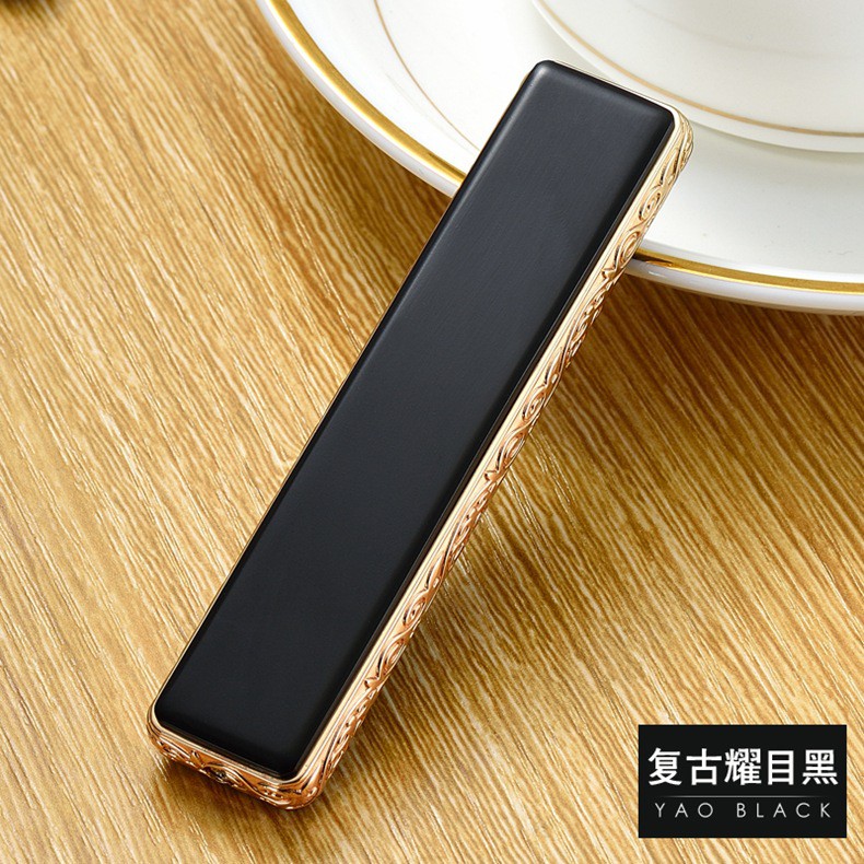 Hộp quẹt sạc USB siêu mỏng màu Đen