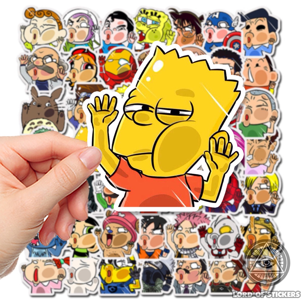 Set 50 Miếng Dán Nhân Vật Hoạt Hình Cute Dễ Thương Sticker Chống Thấm Nước Trang Trí Mũ Bảo Hiểm, Laptop, Sổ, Ván Trượt