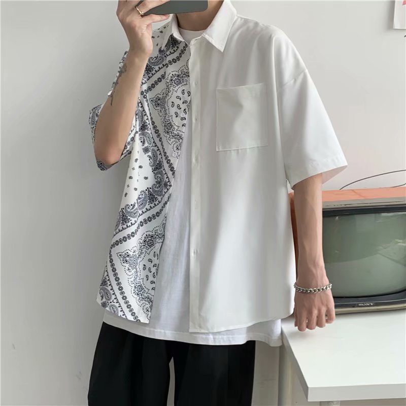 Áo sơ mi tay ngắn in họa tiết thời trang Hàn Quốc cho nam TILAA FASHION AM01