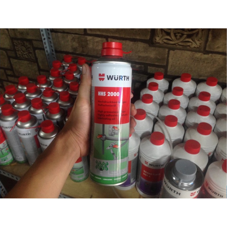 Mỡ bò nước dạng xịt bôi trơn chịu nhiệt Wurth HHS 2000 500ml