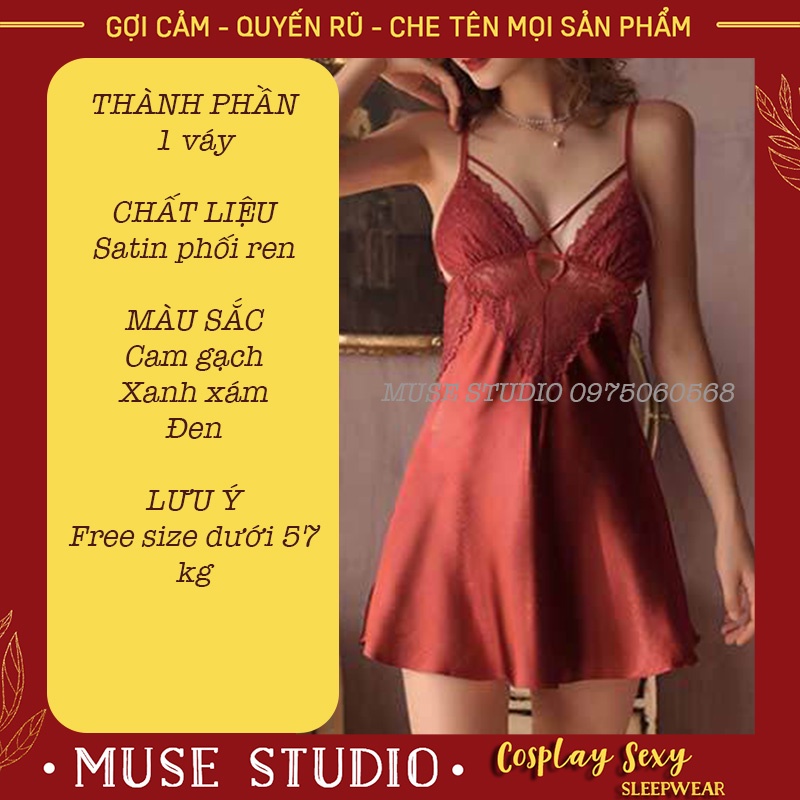 Váy ngủ sexy, Đầm ngủ gợi cảm cao cấp phối ren ngực đẹp quyến rũ