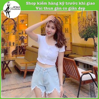 Áo Croptop Thun Gân Cổ Tròn Mẫu Trơn Basic Ôm Body Xinh Xắn