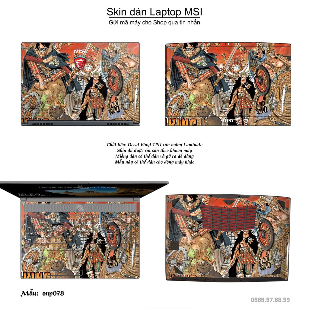 Skin dán Laptop MSI in hình One Piece _nhiều mẫu 6 (inbox mã máy cho Shop)