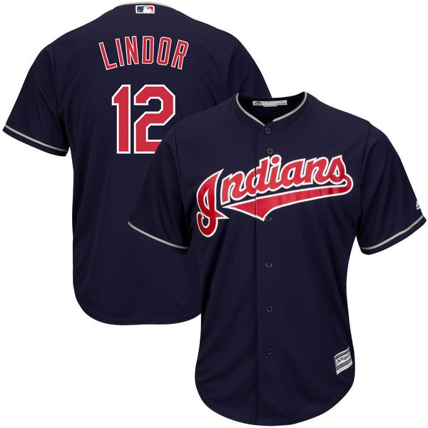 Áo đồng phục bóng chày in tên cầu thủ Francisco Lindor số 12 của đội Cleveland Indians dành cho nam