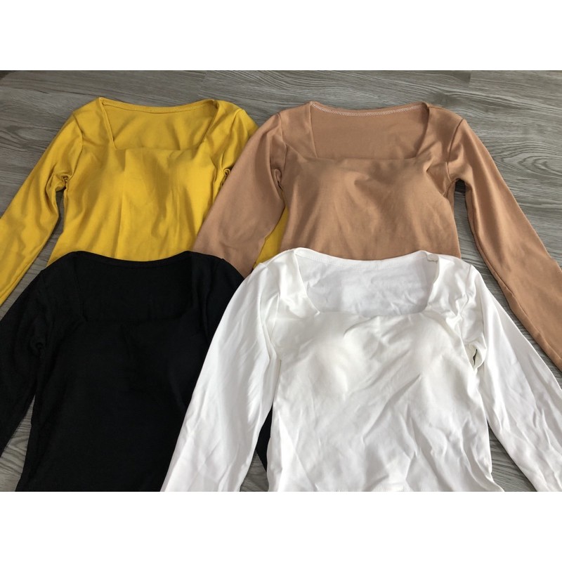 Áo croptop tay dài có mút ngực