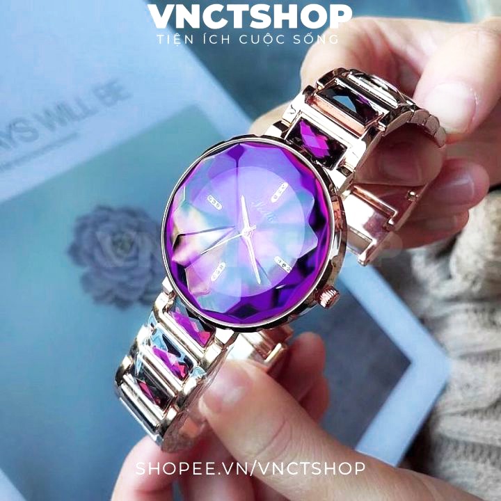 Đồng hồ nữ đeo tay Scottie mặt tròn 33mm kim cương chống nước 3atm dây thép đẹp thời trang cao cấp chính hãng