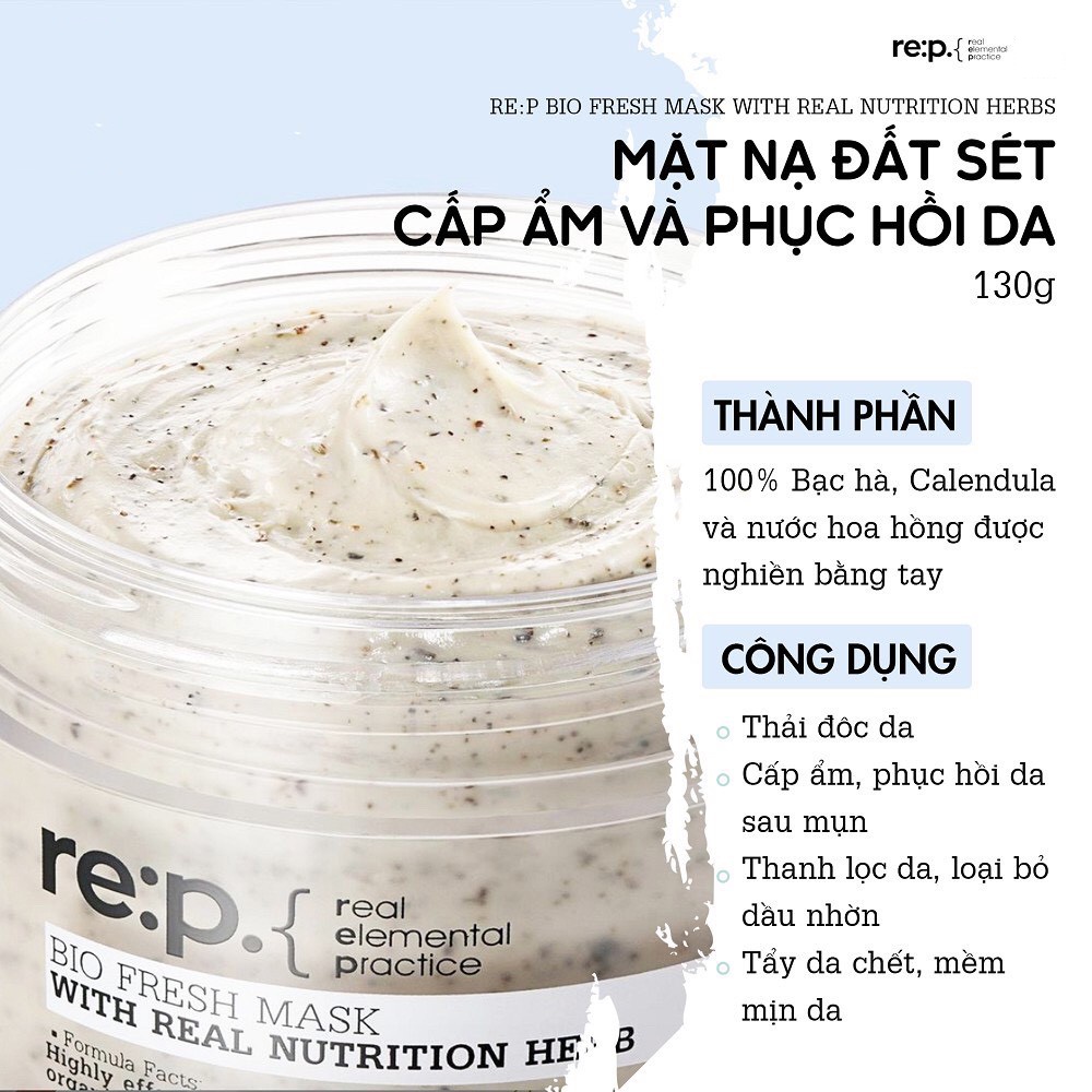 Mặt Nạ Đất Sét Re:p Bio Fresh Mask With Real Herbs 130g