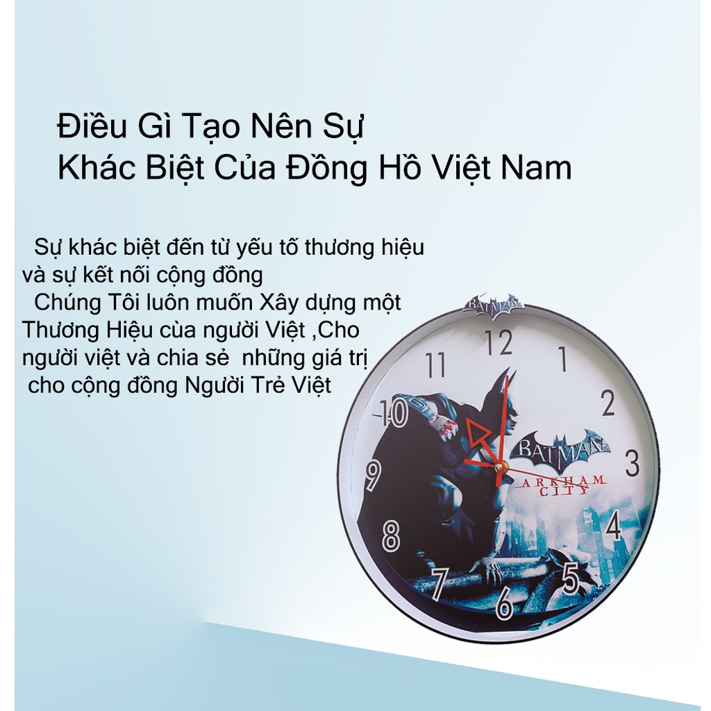 đồng hồ treo tường kim trôi BATMAM 01 - được thiết kế thủ công - kim chạy êm ái không gây ra tiếng ồn khi vận hành