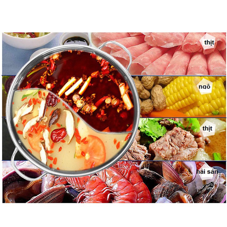 NỒI LẨU 2 NGĂN size 32_Nồi lẩu hai ngăn_Nồi lẩu 2 ngăn tiện ích_Nồi lẩu inox 2 ngăn giá rẻ