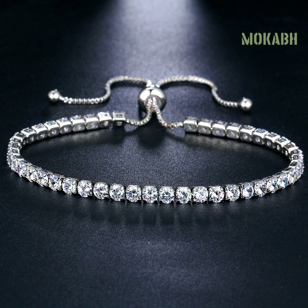 Vòng Tay Đính Đá Zircon Một Hàng Thời Trang Sang Trọng Có Thể Điều Chỉnh Cho Nữ