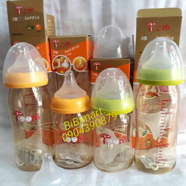 Bình sữa PPSU TO.OM 180ml/240ml ( tặng 1 núm ti chia tia) - Nhật Bản.
