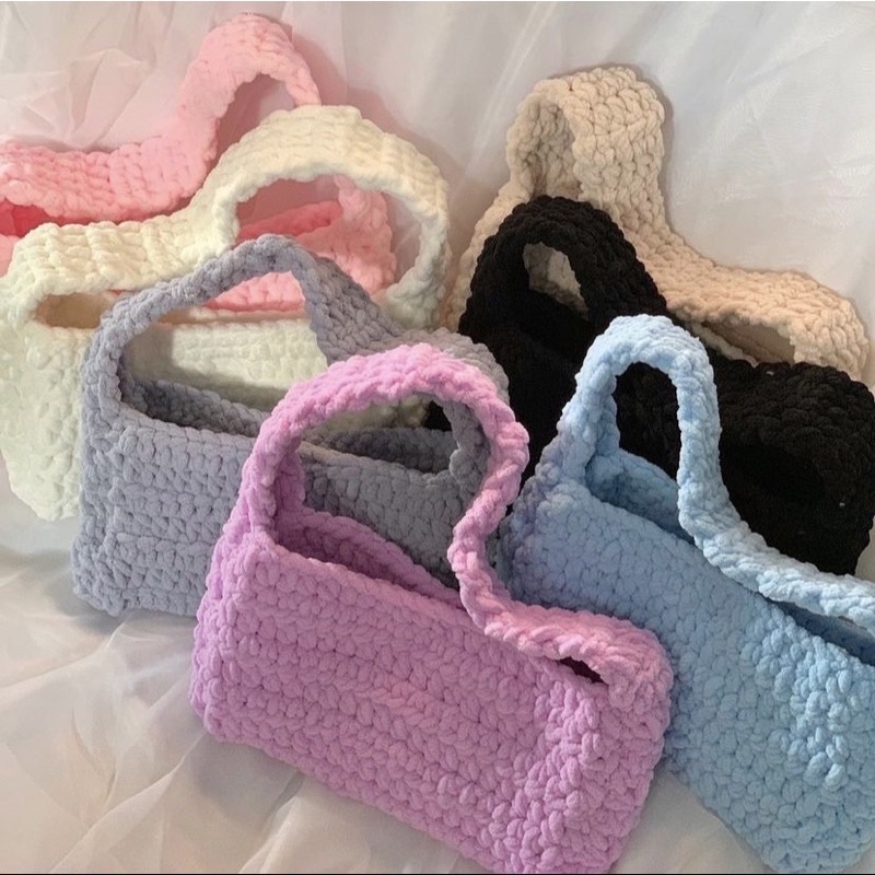 Túi len nhung nhiều màu sắc dune_crochet
