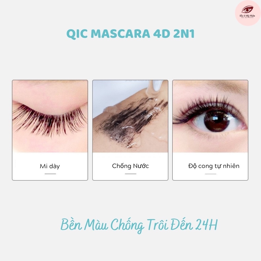 Mascara QIC 4D 2N1 thiết kế hai đầu cọ giúp dài và dày mi - mascara JINT