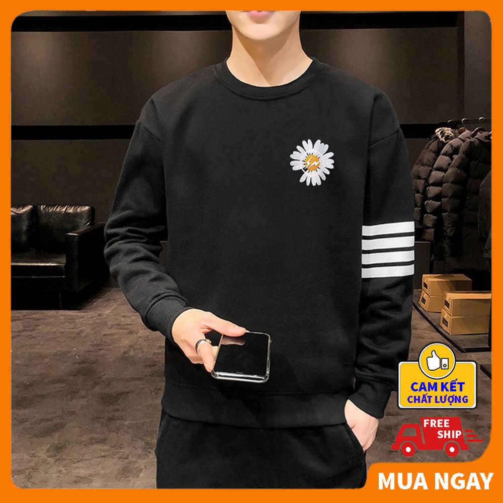 Áo sweater nam màu đen giá rẻ ❤️ FREESHIP ❤️ Áo nỉ nam màu đen tay dài, áo thu đông nam giữ nhiệt tay dài ấm áp.