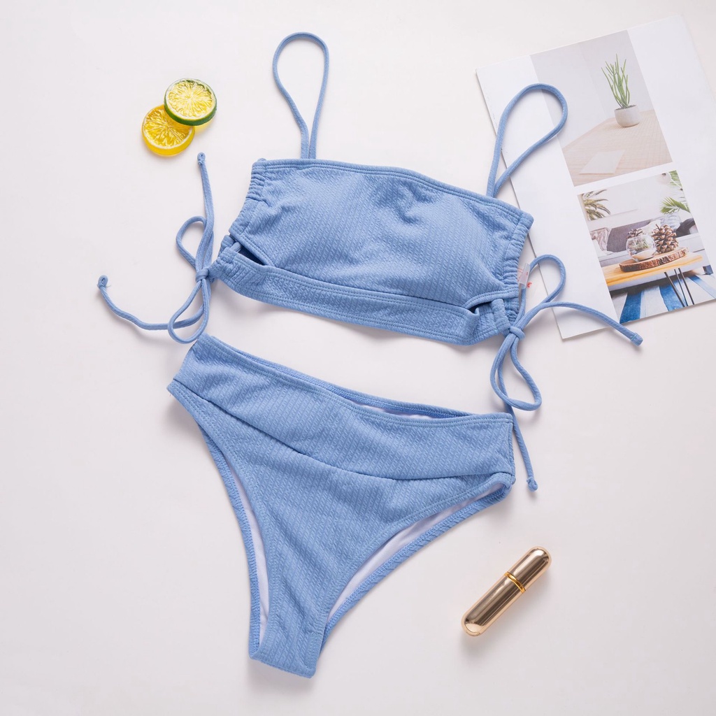 Mới Bộ Bikini Lưng Cao Phối Dây Quyến Rũ Thời Trang Cho Nữ
