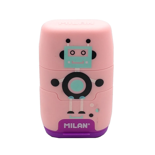 Bộ Gôm Chuốt Compact Happy Bots Milan 4722116 - Hồng Cam - Milan