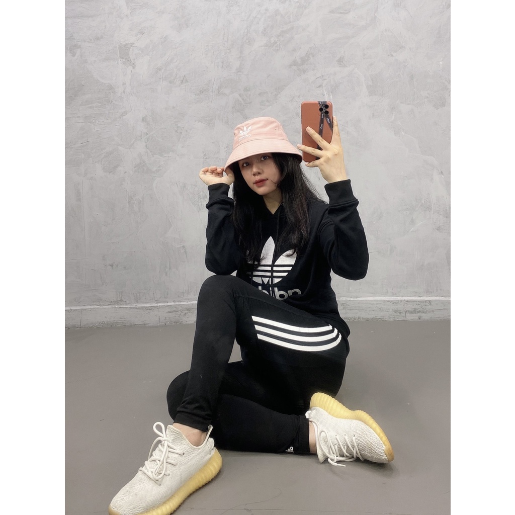 Mũ Bucket das cam nhạt H15 ADICOLOR BUCKET HAT PINK Made in Thailand full tag code