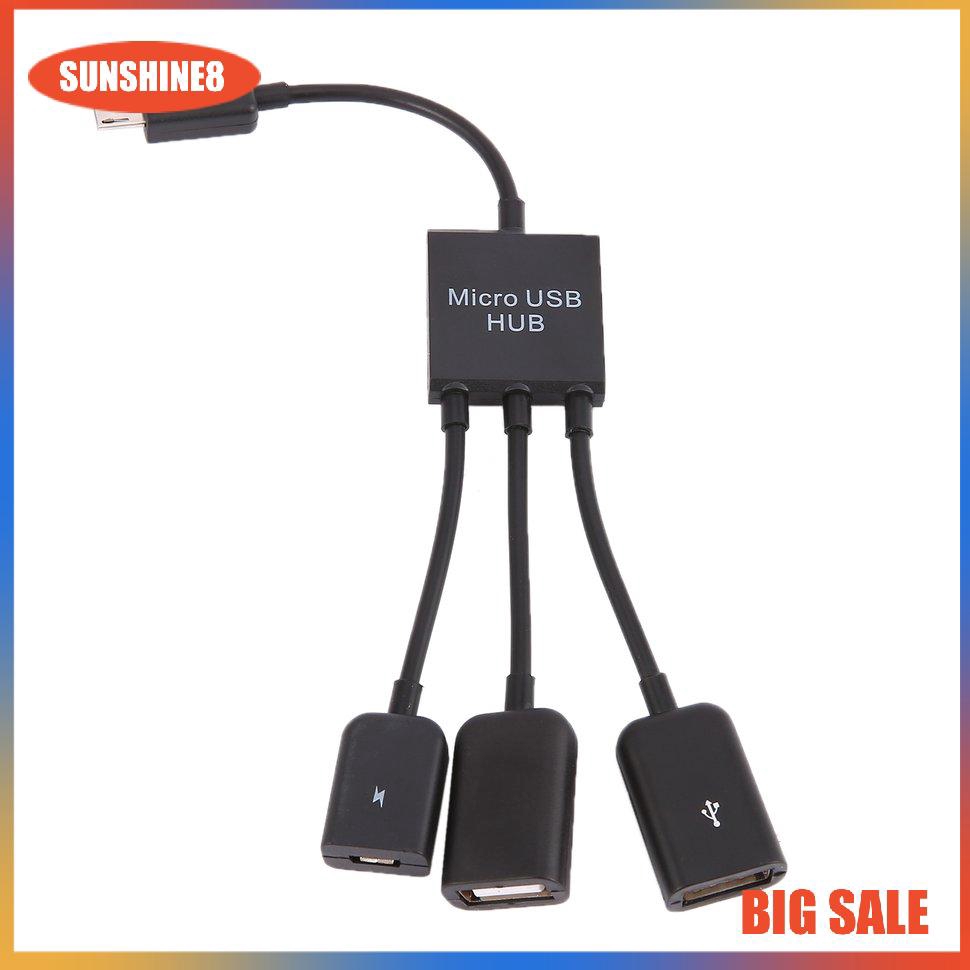 Cáp Chuyển Đổi 3 Trong 1 Micro Usb Hub Male Sang Female Usb 2.0 Host Otg