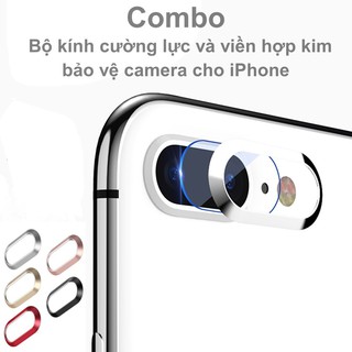 Combo bộ kính cường lực dán camera và viền hợp kim bảo vệ camera cho iPhone 7 Plus / iPhone 8 Plus giá rẻ