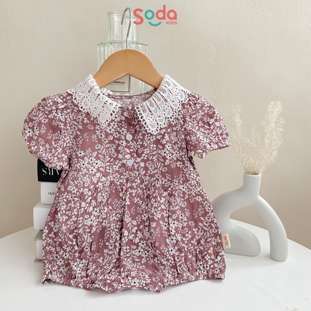 Body bé gái cổ ren tiểu thư SODA KIDS họa tiết hoa Hàn Quốc