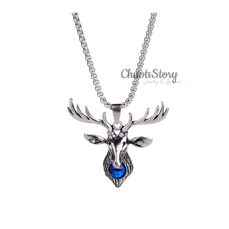 Vòng cổ titan không gỉ hình đầu hươu, dây chuyền nam nữ unisex cá tính- VCT0017 - ChuotsStory