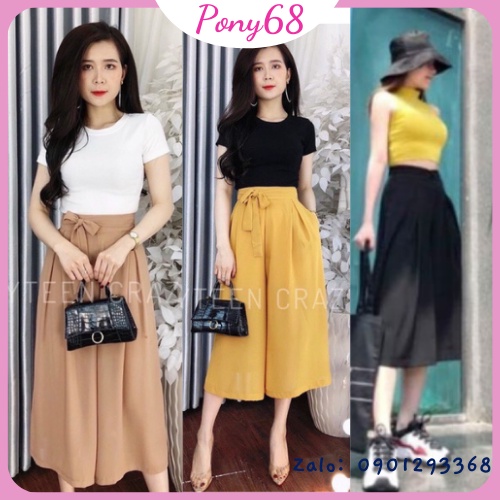 Quần ống rộng giả váy nữ cạp cao short ngố nữ LOẠI ĐẸP có chun sau chất đũi mềm mát PONY68