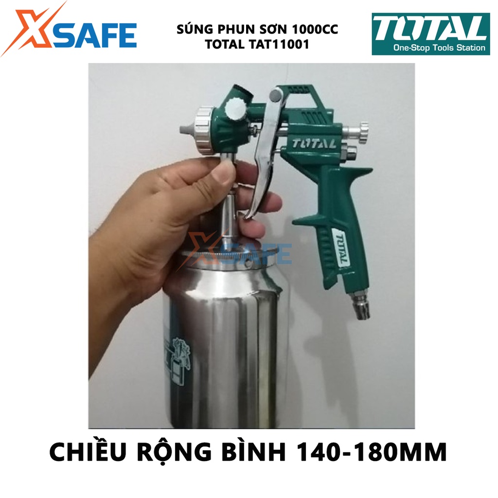 Súng phun sơn Total TAT11001 Máy phun sơn cầm tay Vòi phun 1.5mm Áp lực: 3-4bar Mức tiêu thụ 119-200l/phút