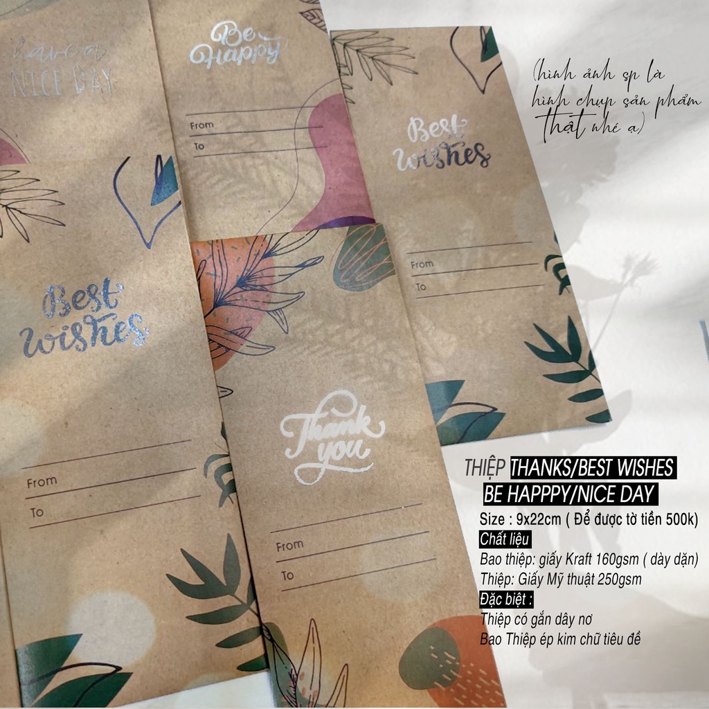 Thiệp đứng Vintage cổ điển và sang trọng ThV922 [ Best Wish - Be Happy - Nice Day - Thank You ]  DIN Store