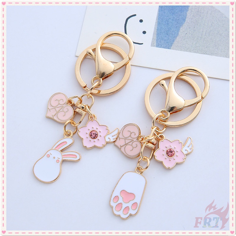 ✪ Ins - Cute Rabbit Sakura Series 01 Keychains ✪ 1Pc Fashion KeyRing Airpods Cases Pendant Bag Accessories Gifts（4 Styles）