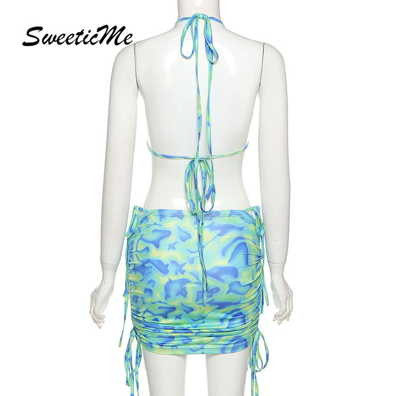 Bộ áo không tay + chân váy ngắn quyến rũ thời trang mùa hè 2021 dành cho nữ | BigBuy360 - bigbuy360.vn