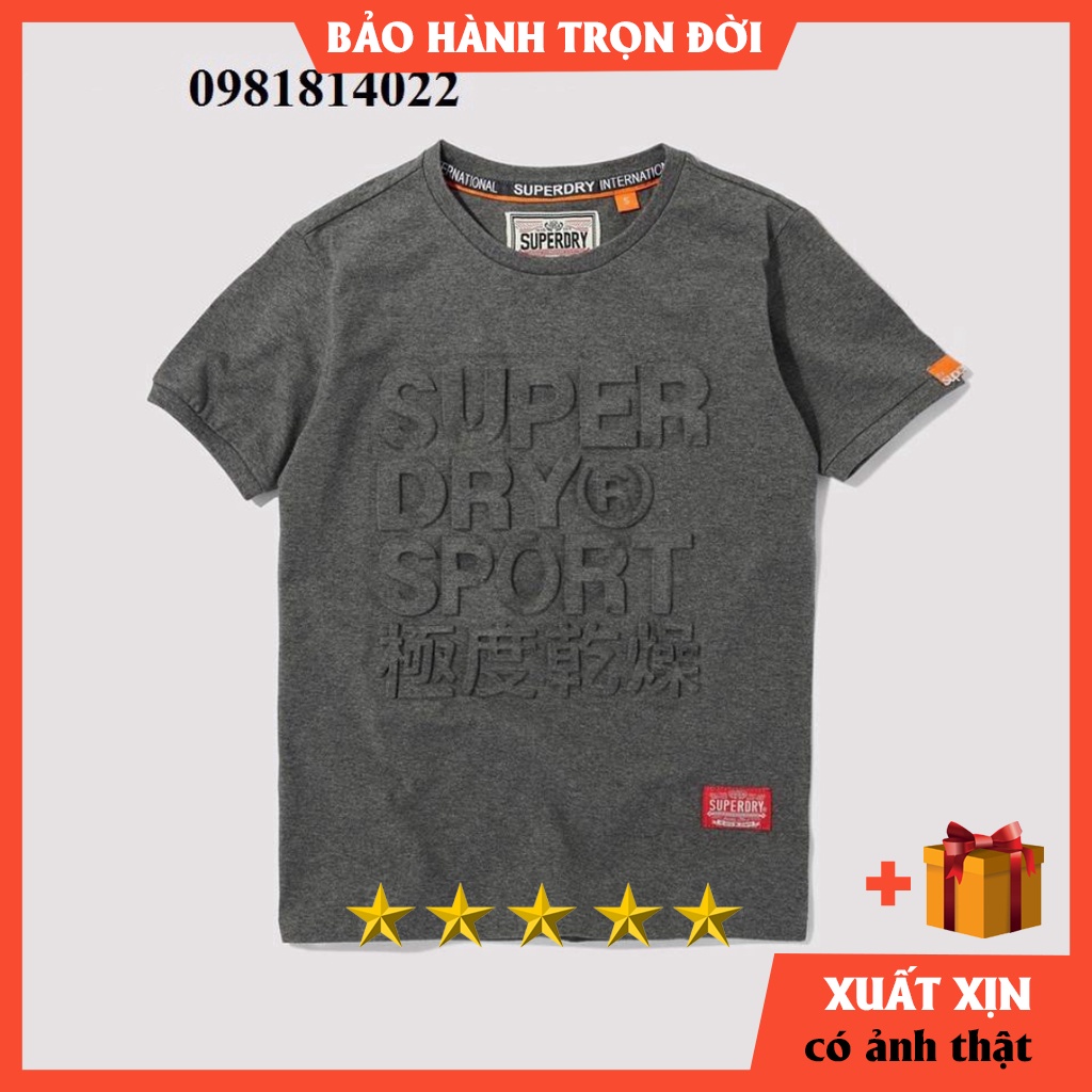 Áo thun Su.per.dry chữ nổi - Chất thun cotton 4 chiều BẢO HÀNH TRỌN ĐỜI