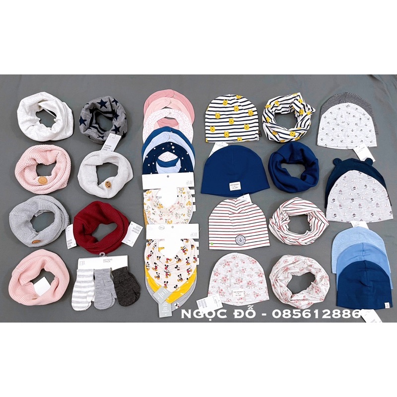 Set khăn mũ cotton kẻ H&M Auth cho bé