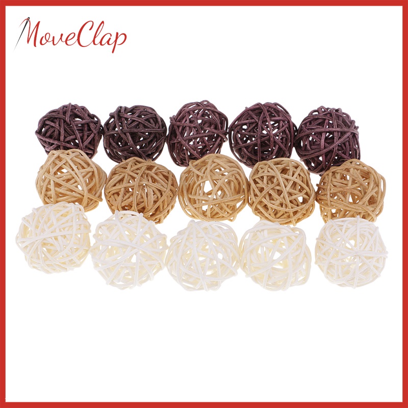 Set 15 Quả Cầu Mây Đan Tự Nhiên Kích Thước 3cm Dùng Trang Trí Tiệc Cưới / Nội Thấ
