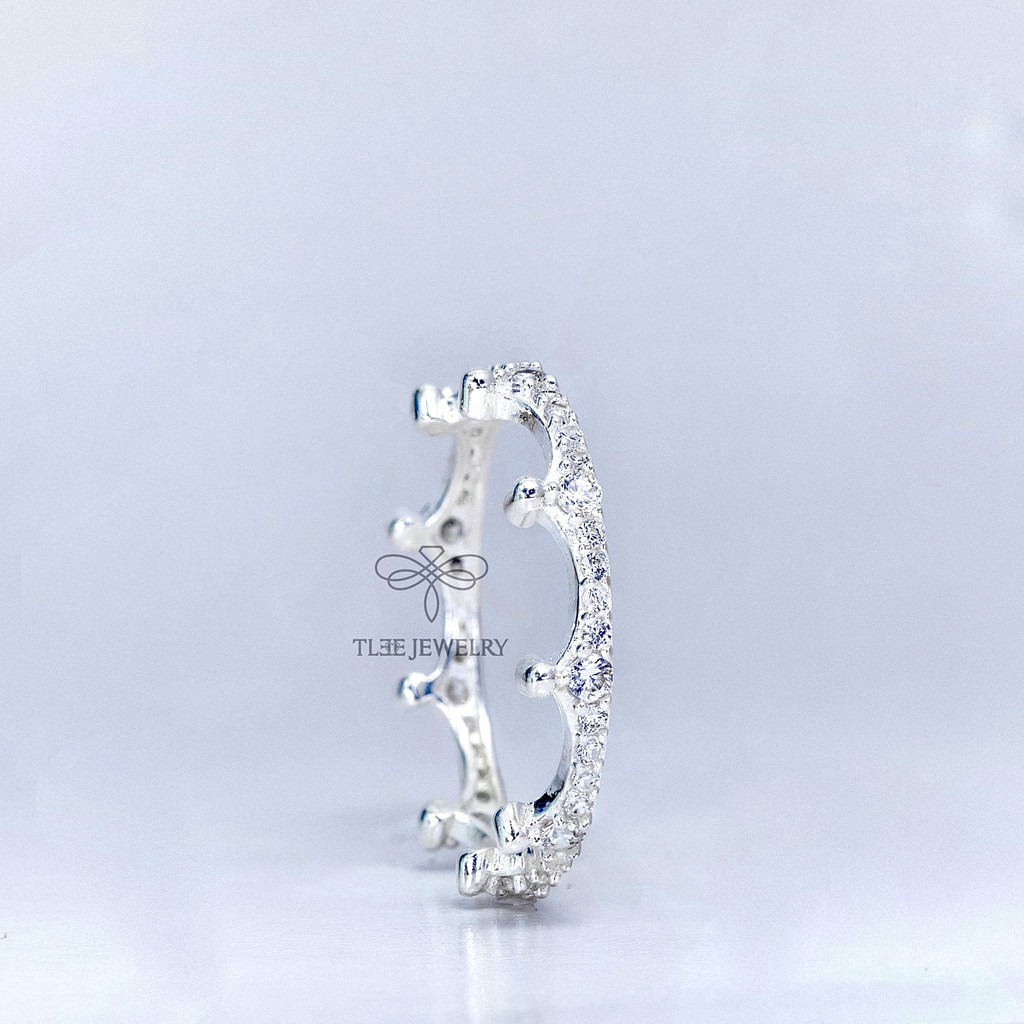 Nhẫn bạc nữ TLEE CROWN nạm đá sang trọng TleeJewelry A0161