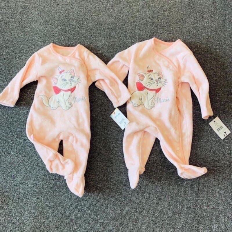 Bộ bodysuit nỉ bông/ nỉ nhung xuất dư cho bé sơ sinh đến 36m