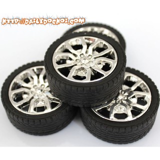 Bộ 4 bánh xe nhựa cao su khẩu độ 3mm đường kính 45mm