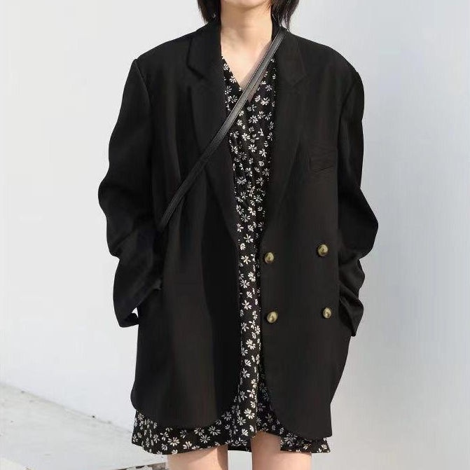 Áo Khoác Vest Tay Dài Dáng Rộng Phong Cách Phương Tây Thời Trang Xuân Thu Cho Nữ Plus Size