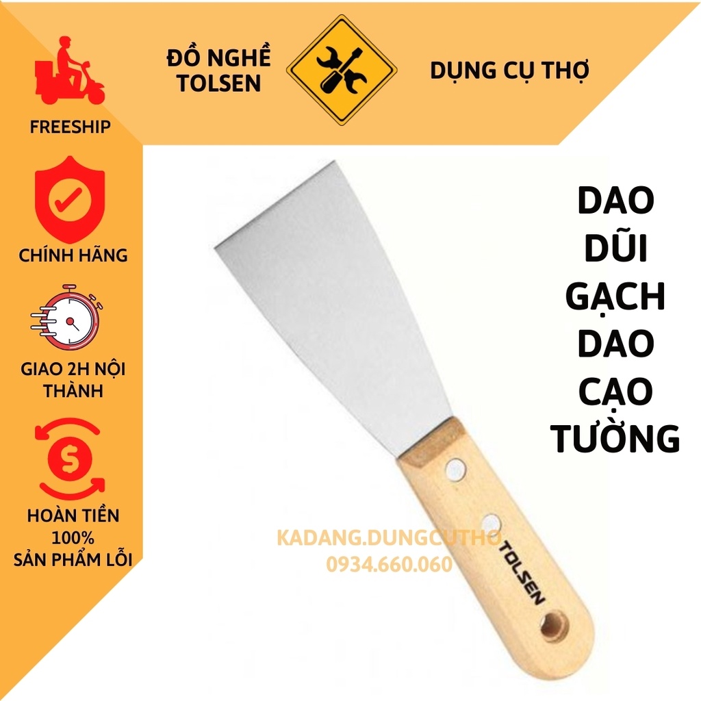 Dao cạo tường cán gỗ ngắn tolsen 100mm 40205/ 50mm 40202 wall scraper