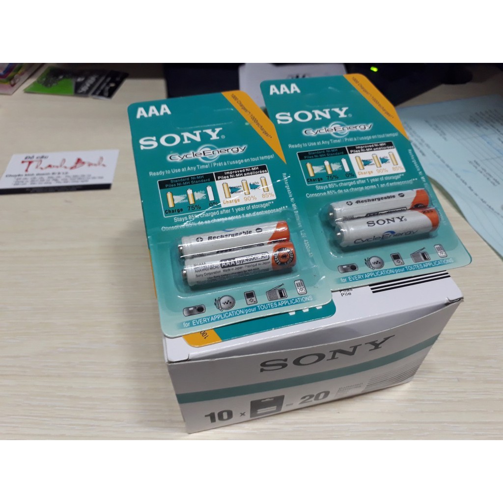 PIN SẠC SONY AA và AAA, 1 vỉ 2 viên pin, nguyên seal
