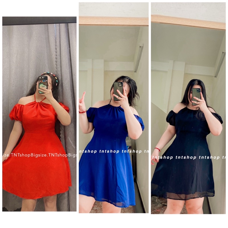 ĐẦM VOAN CỔ YẾM TRỄ VAI [ TNT SHOP BIGSIZE 60KG- 90KG ]