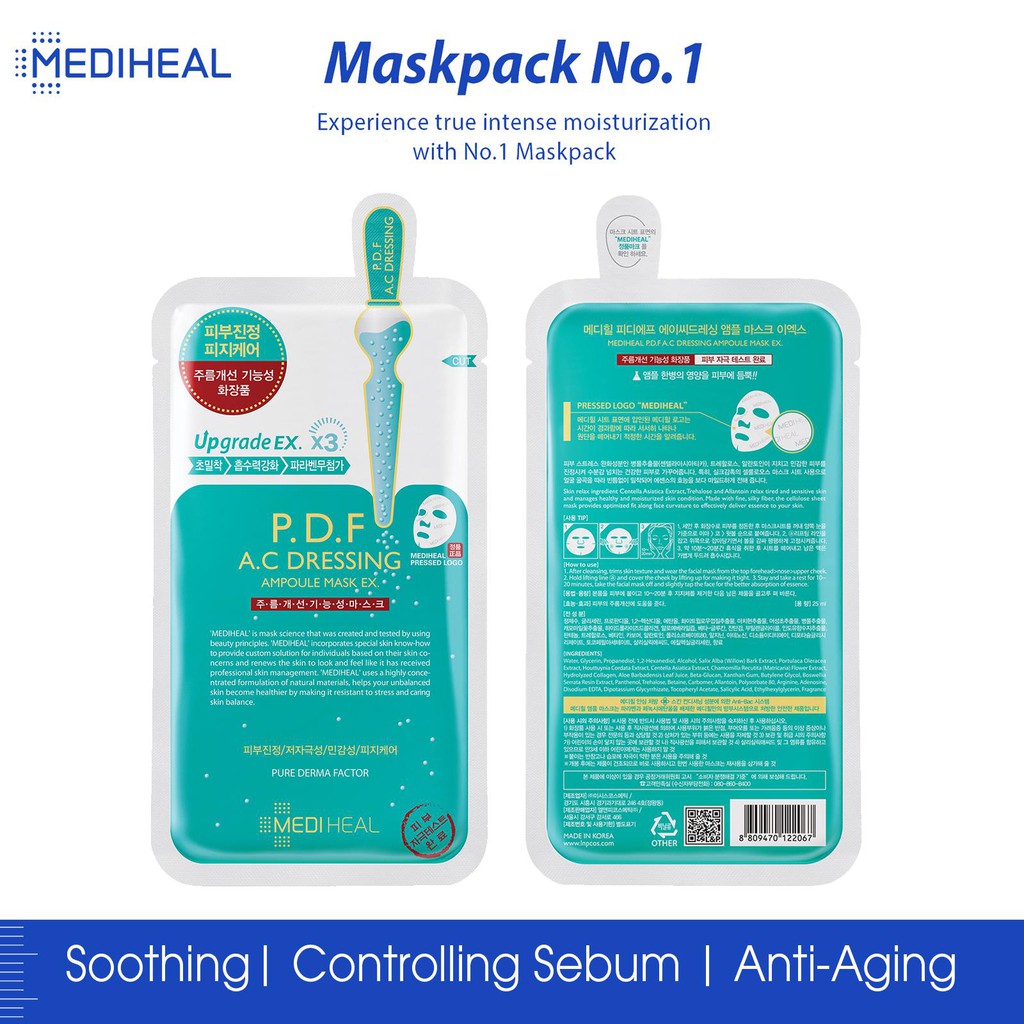 Mặt Nạ làm căng mịn và tăng đàn hồi cho da Mediheal P.D.F Ac-Dressing Ampoule.Mask _ Mediheal Chính Hãng