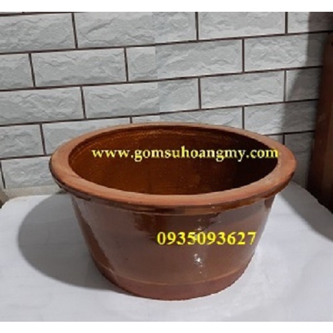 Thau chậu đựng nước bằng sành loại trung 30 cm
