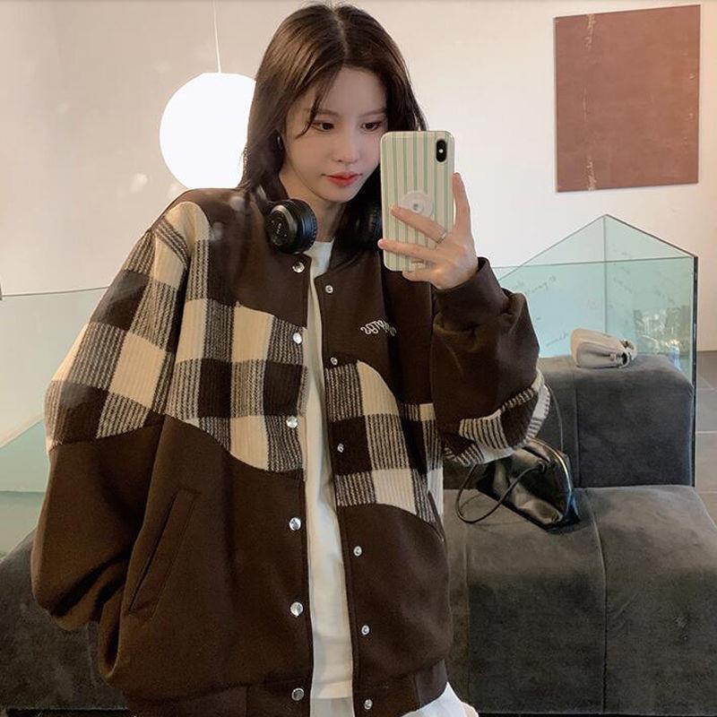 Áo Khoác Bóng Chày Mỏng Dáng Rộng In Họa Tiết Phong Cách Hip Hop Harajuku Thời Trang Xuân Thu Mới Cho Nữ