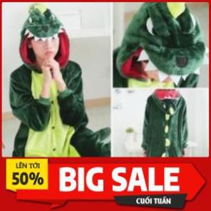 BỘ ĐỒ NGỦ KHỦNG LONG XANH - KHỦNG LONG HỒNG HÌNH THÚ LIỀN THÂN CHO NAM VÀ NỮ CHẤT MỀM MỊN *