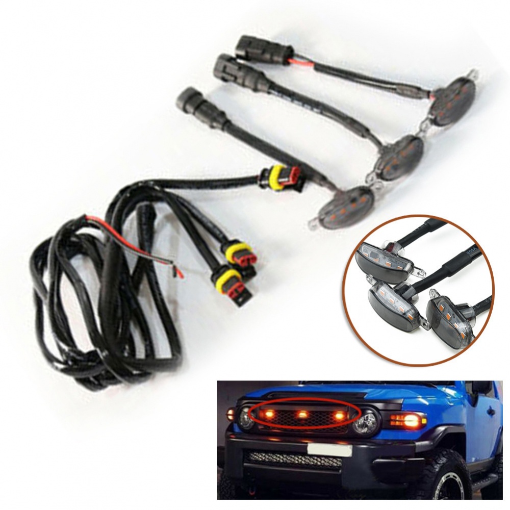 Đèn LED Ánh Sáng Vàng Gắn Trang Trí Lưới Tản Nhiệt Cho Xe Toyota RAV4 2019-2021